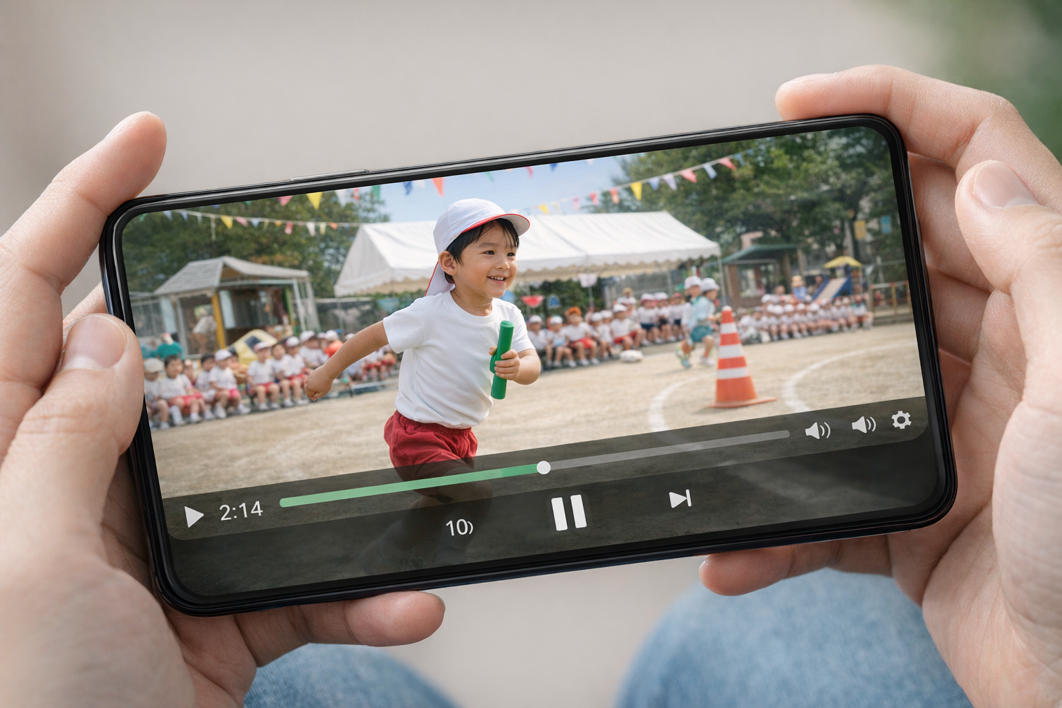 スマホで保護者専用ページの動画を視聴している画面